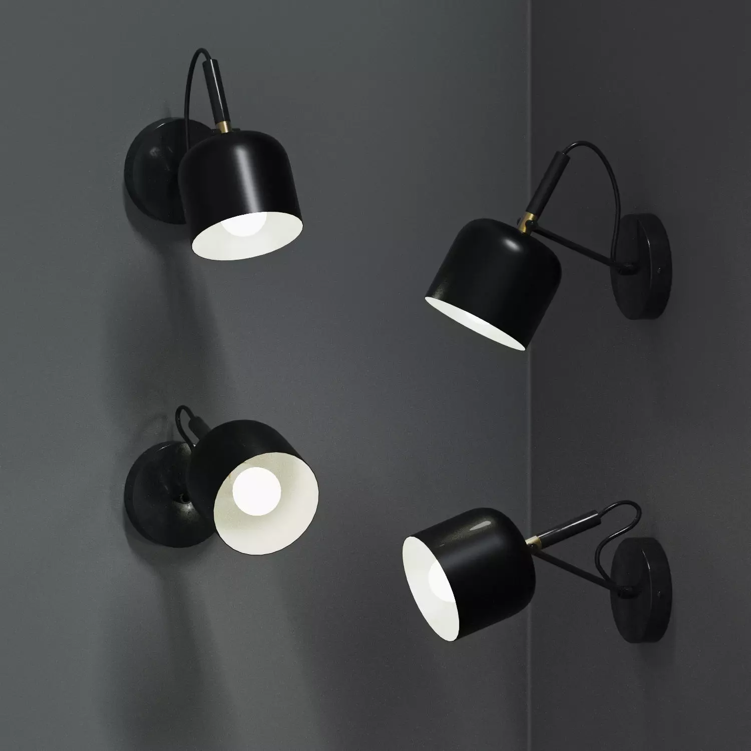 Wall sconces 3 colors 2 positions 3D model_2