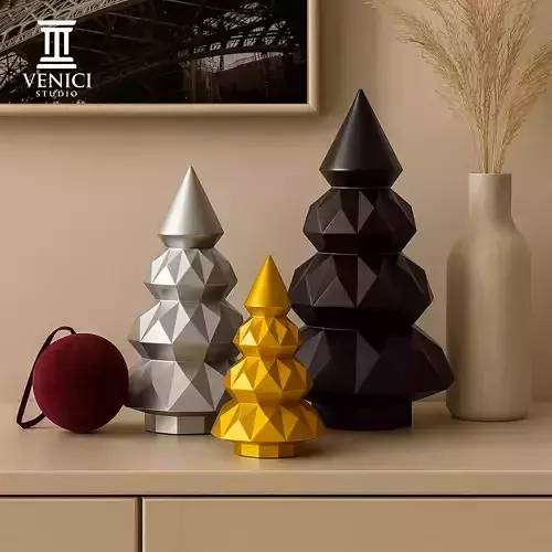 Low Poly Christmas Tree Decoration STL - Print in Place 3D print model