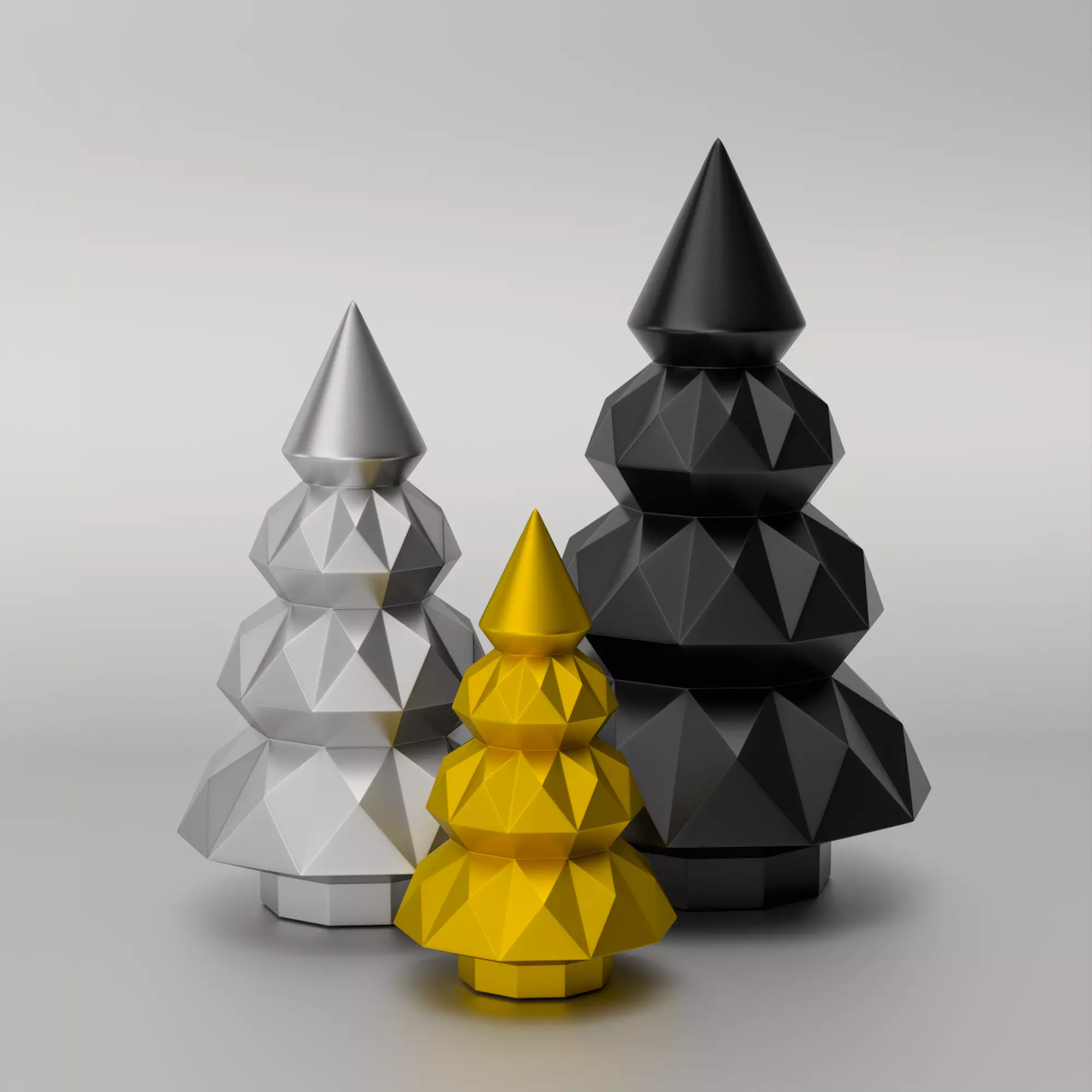 Low Poly Christmas Tree Decoration STL - Print in Place 3D print model_2