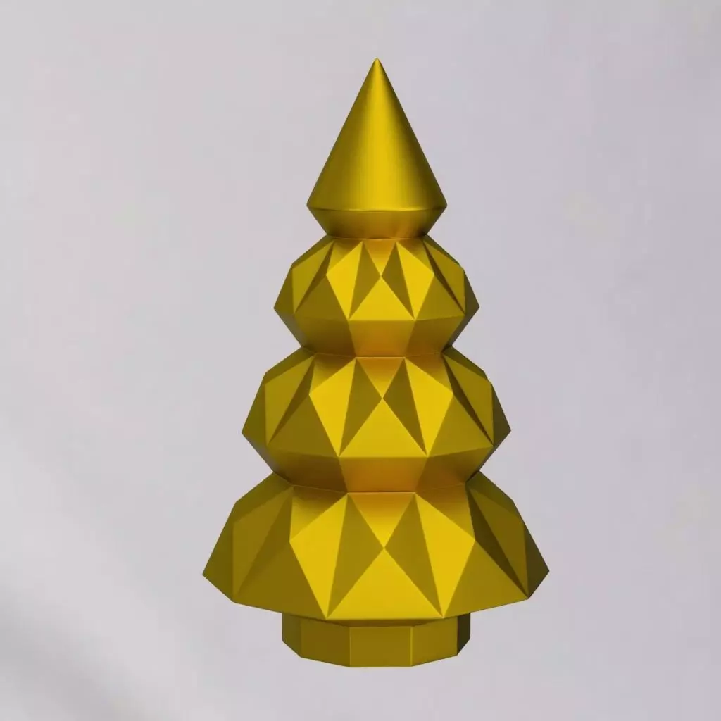 Low Poly Christmas Tree Decoration STL - Print in Place 3D print model_5