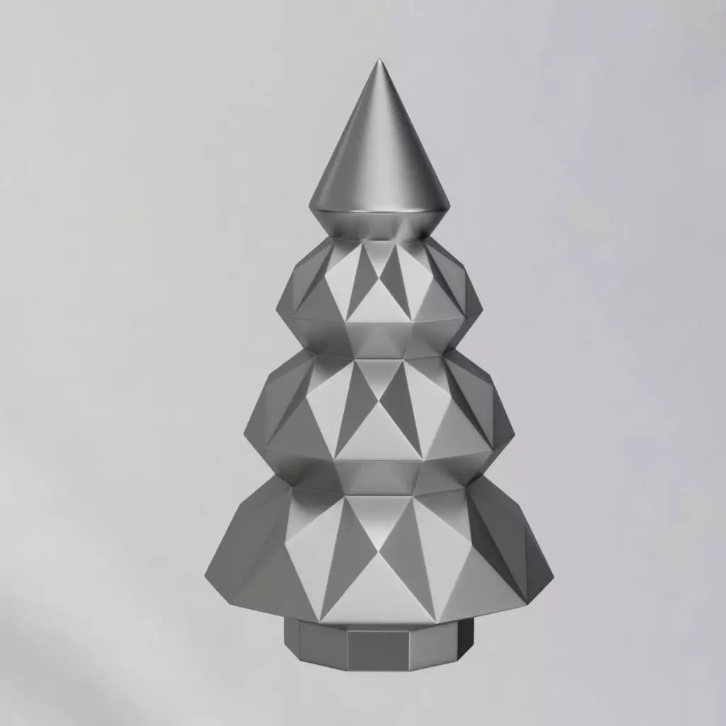 Low Poly Christmas Tree Decoration STL - Print in Place 3D print model_4