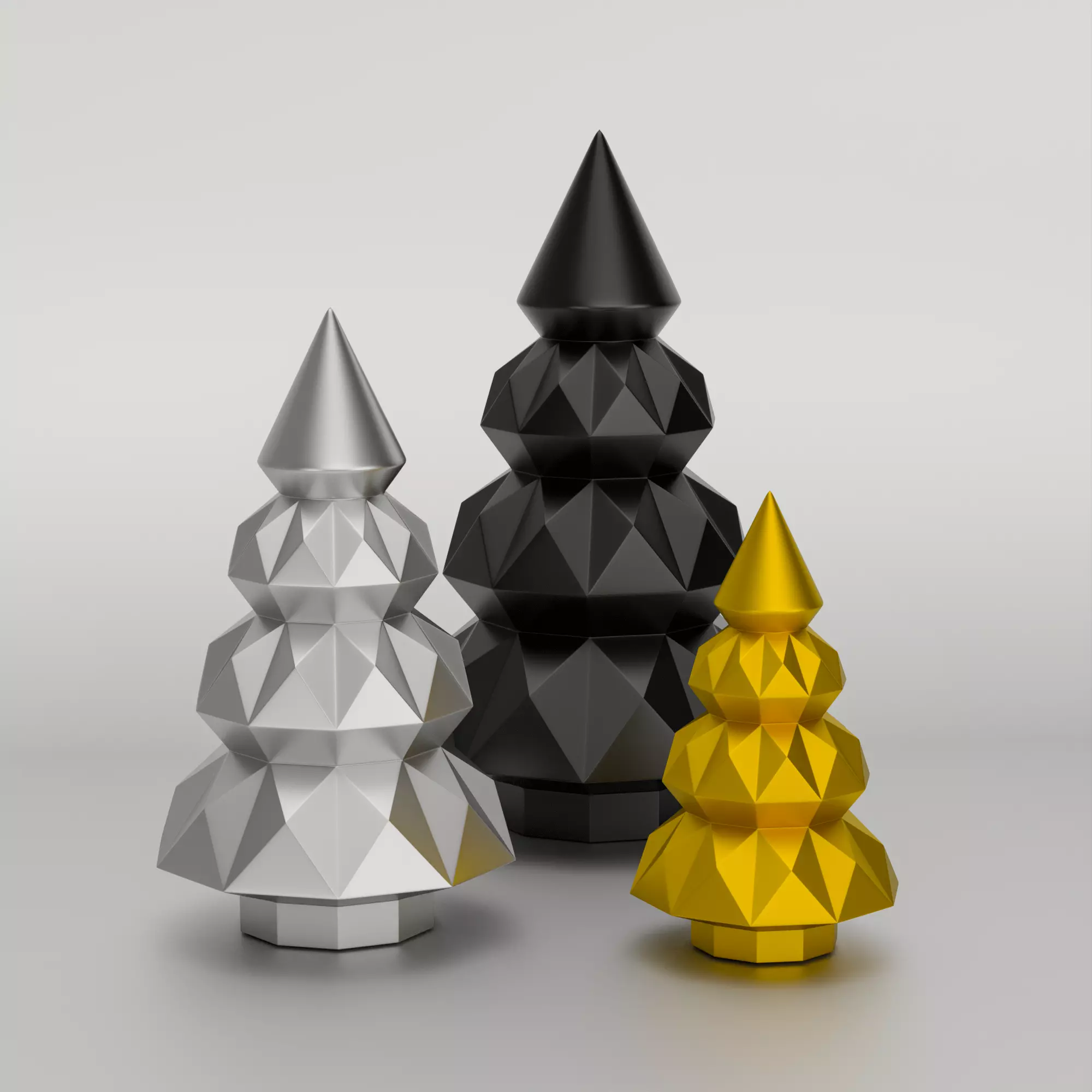 Low Poly Christmas Tree Decoration STL - Print in Place 3D print model_3