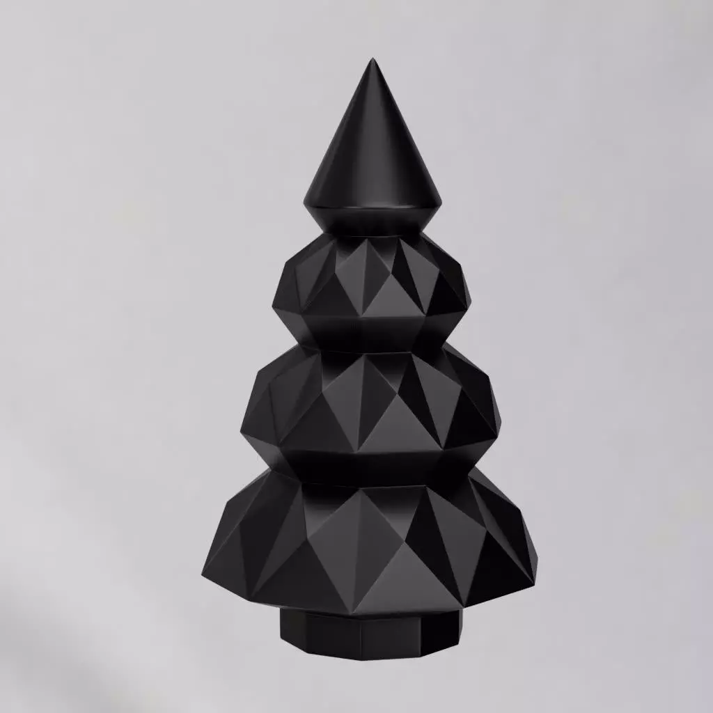 Low Poly Christmas Tree Decoration STL - Print in Place 3D print model_6