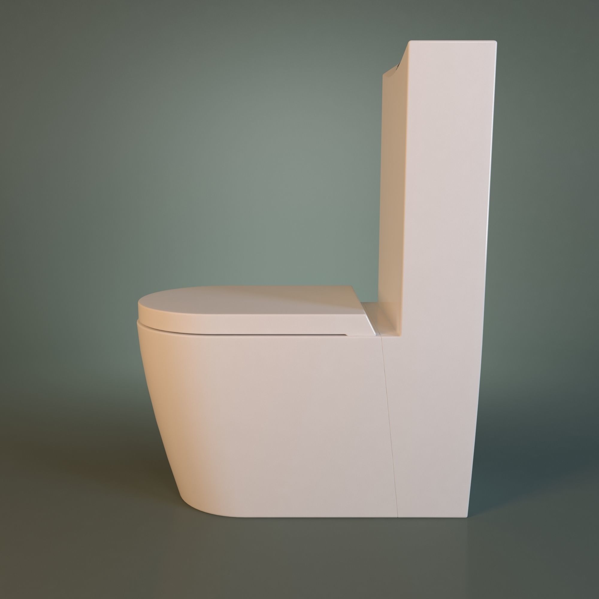 White Acrylic Toilet Bowl 3D model_12