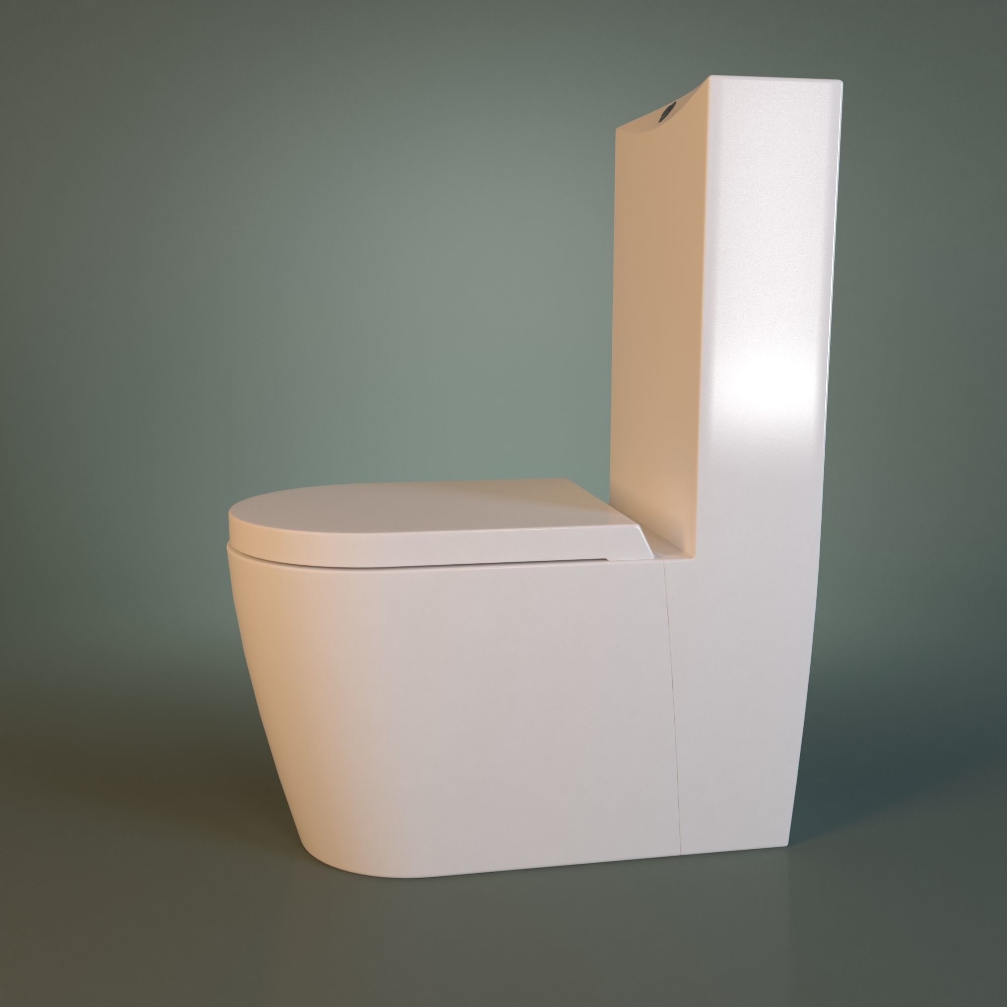 White Acrylic Toilet Bowl 3D model_11