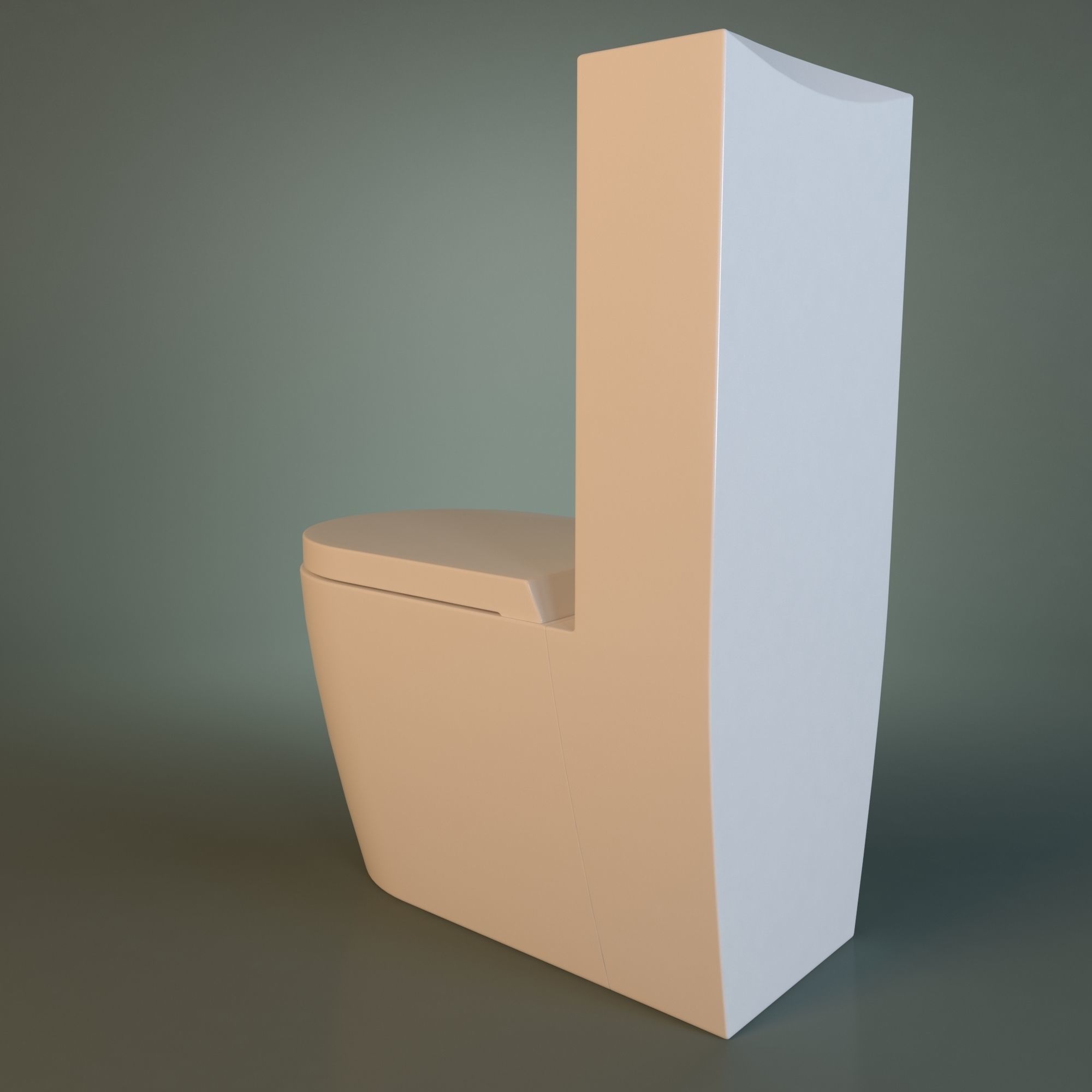 White Acrylic Toilet Bowl 3D model_17