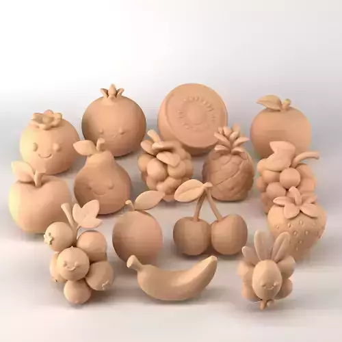 3D Printable Fruit Figurine Set 