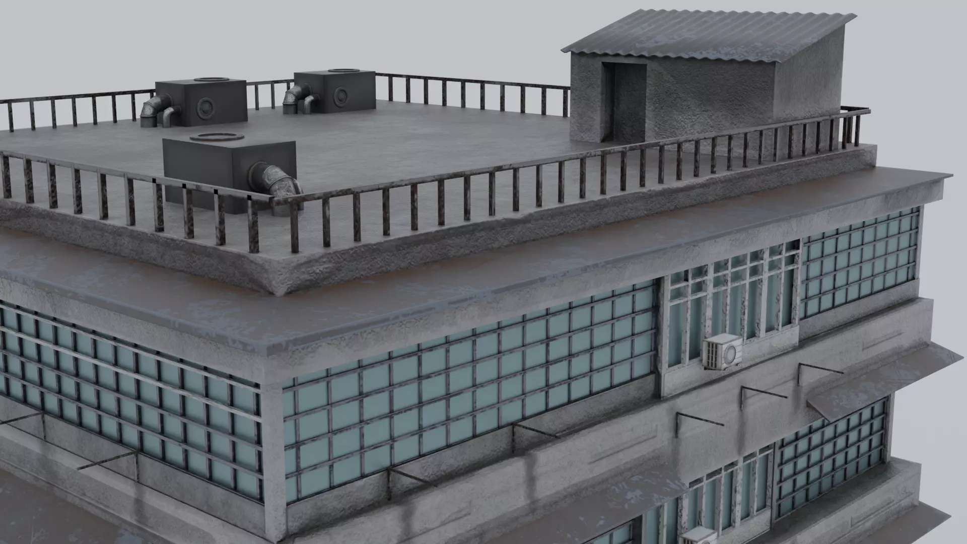 Street Building Free low-poly 3D model_2