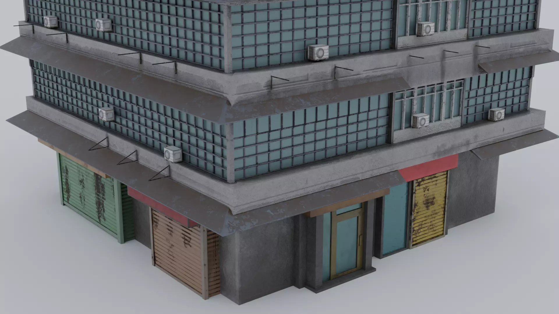 Street Building Free low-poly 3D model_3