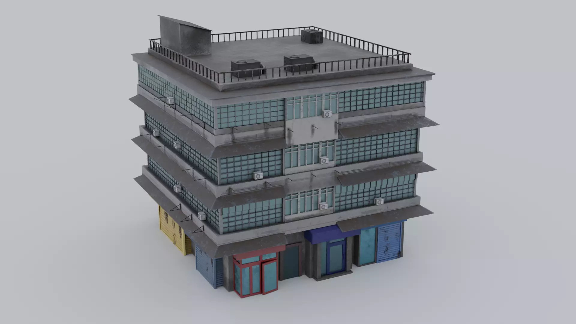 Street Building Free low-poly 3D model_0