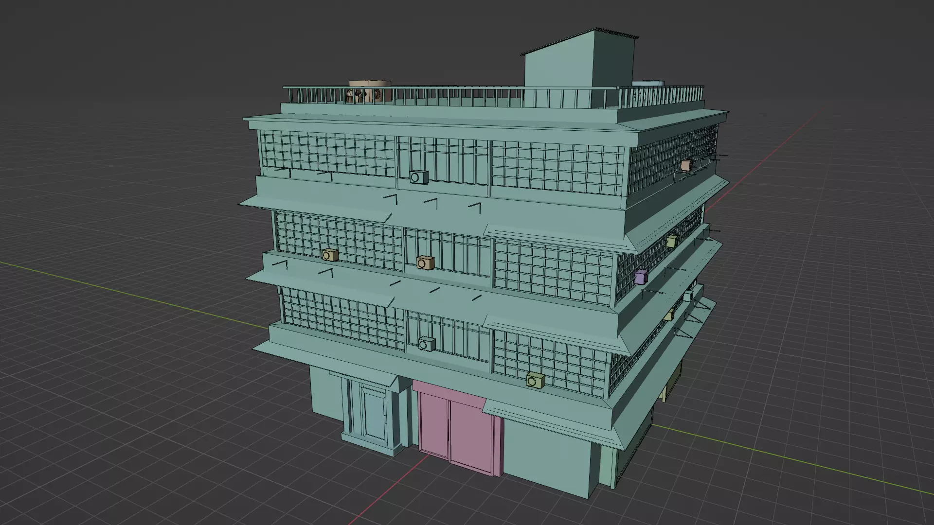 Street Building Free low-poly 3D model_6