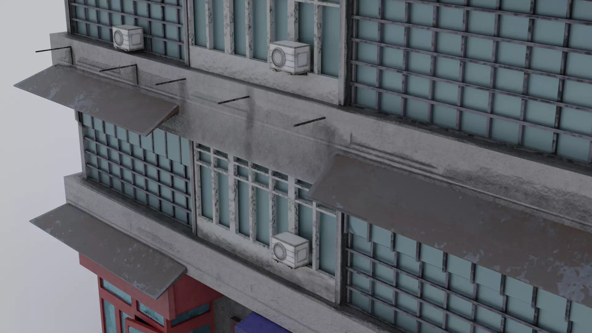 Street Building Free low-poly 3D model_4