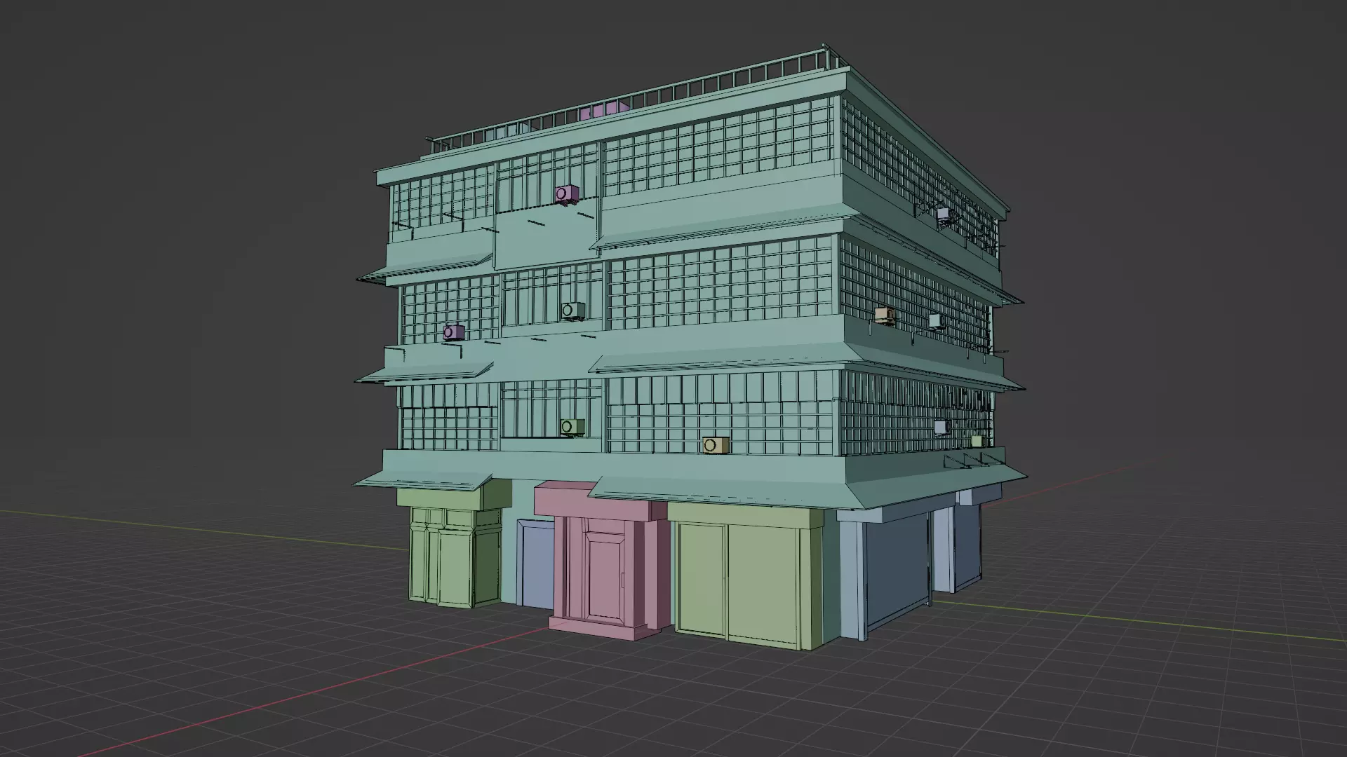Street Building Free low-poly 3D model_7