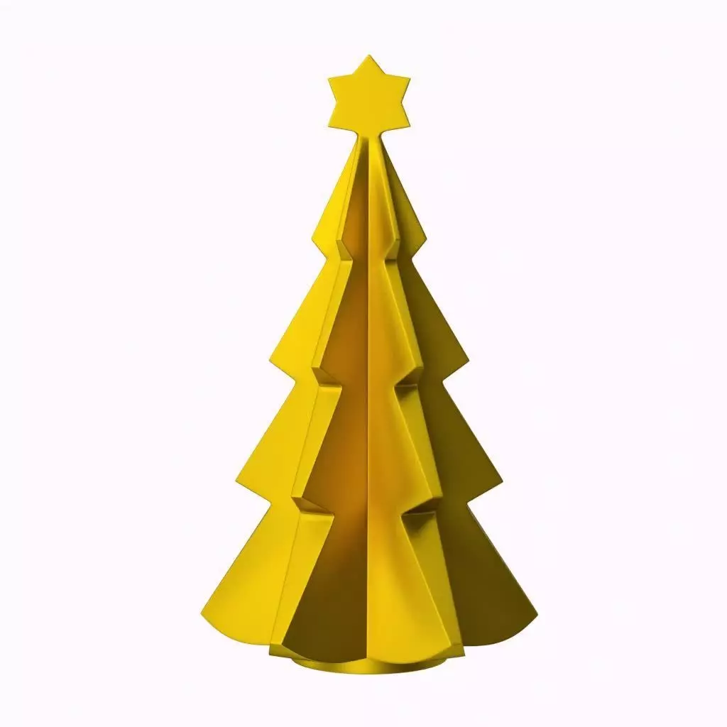 Minimalist Gold Christmas Tree STL - Print in Place 3D print model_3