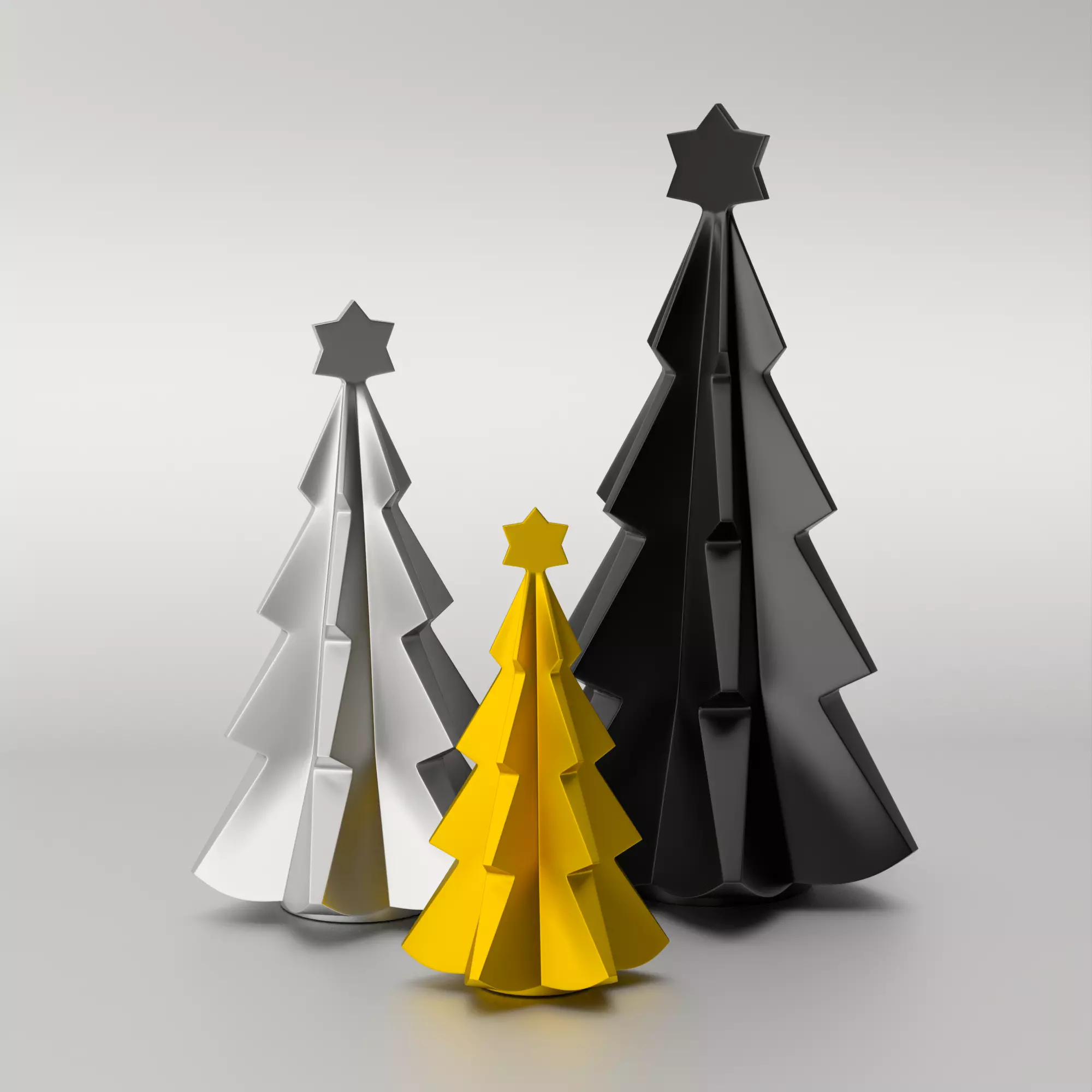 Minimalist Gold Christmas Tree STL - Print in Place 3D print model_2
