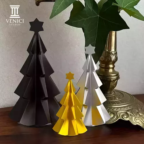 Minimalist Gold Christmas Tree STL - Print in Place 3D print model Minimalist Gold Christmas Tree STL - Print in Place 3D print model