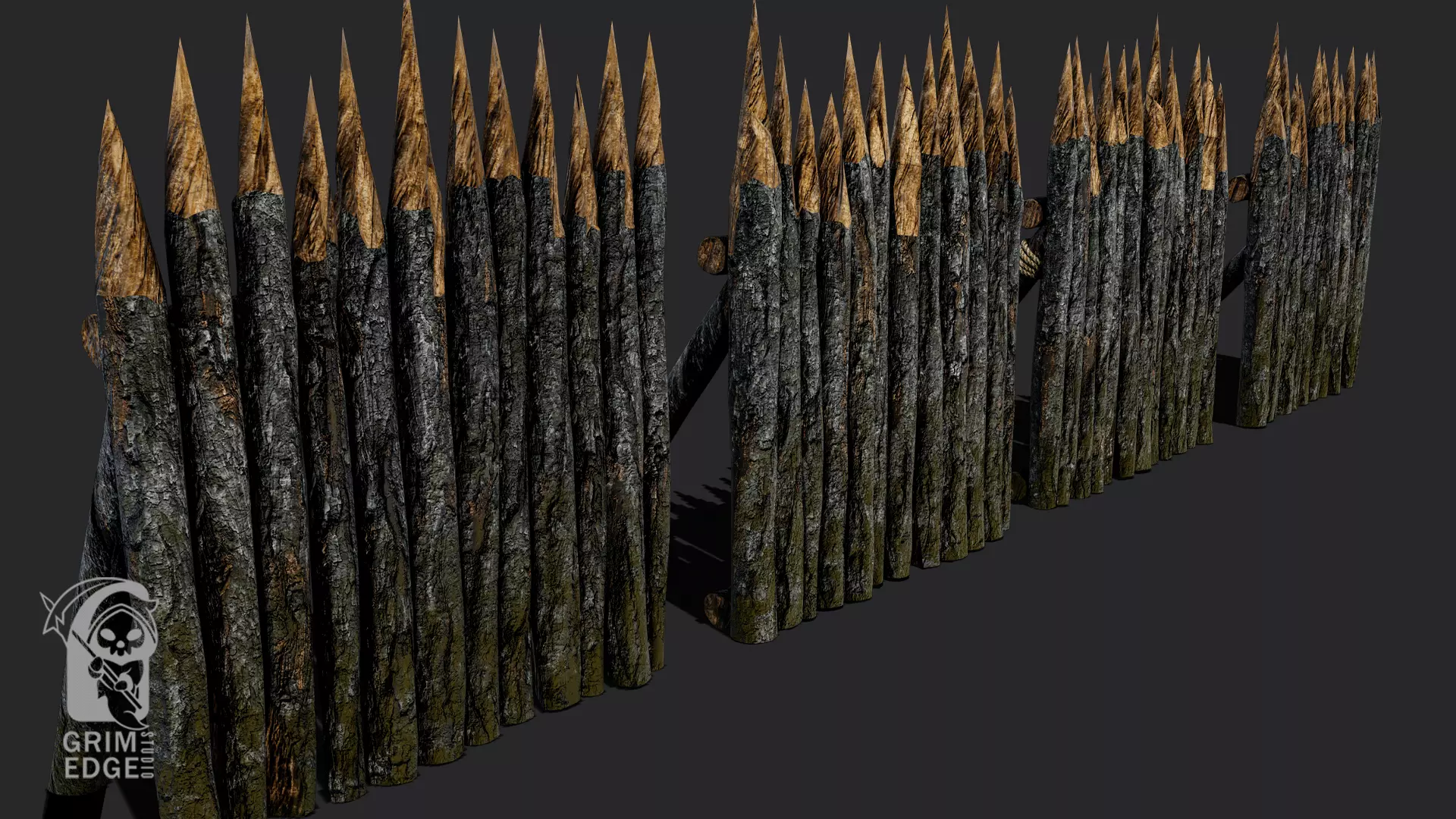 Log Wall Low-poly 3D model_5