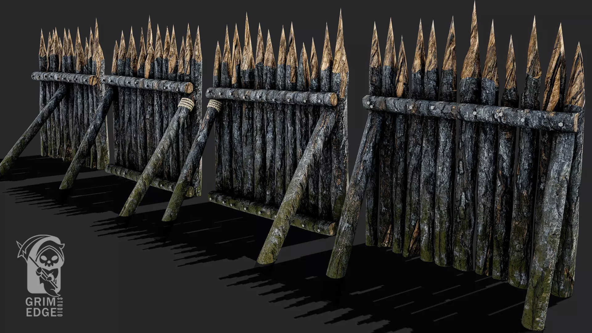 Log Wall Low-poly 3D model_6