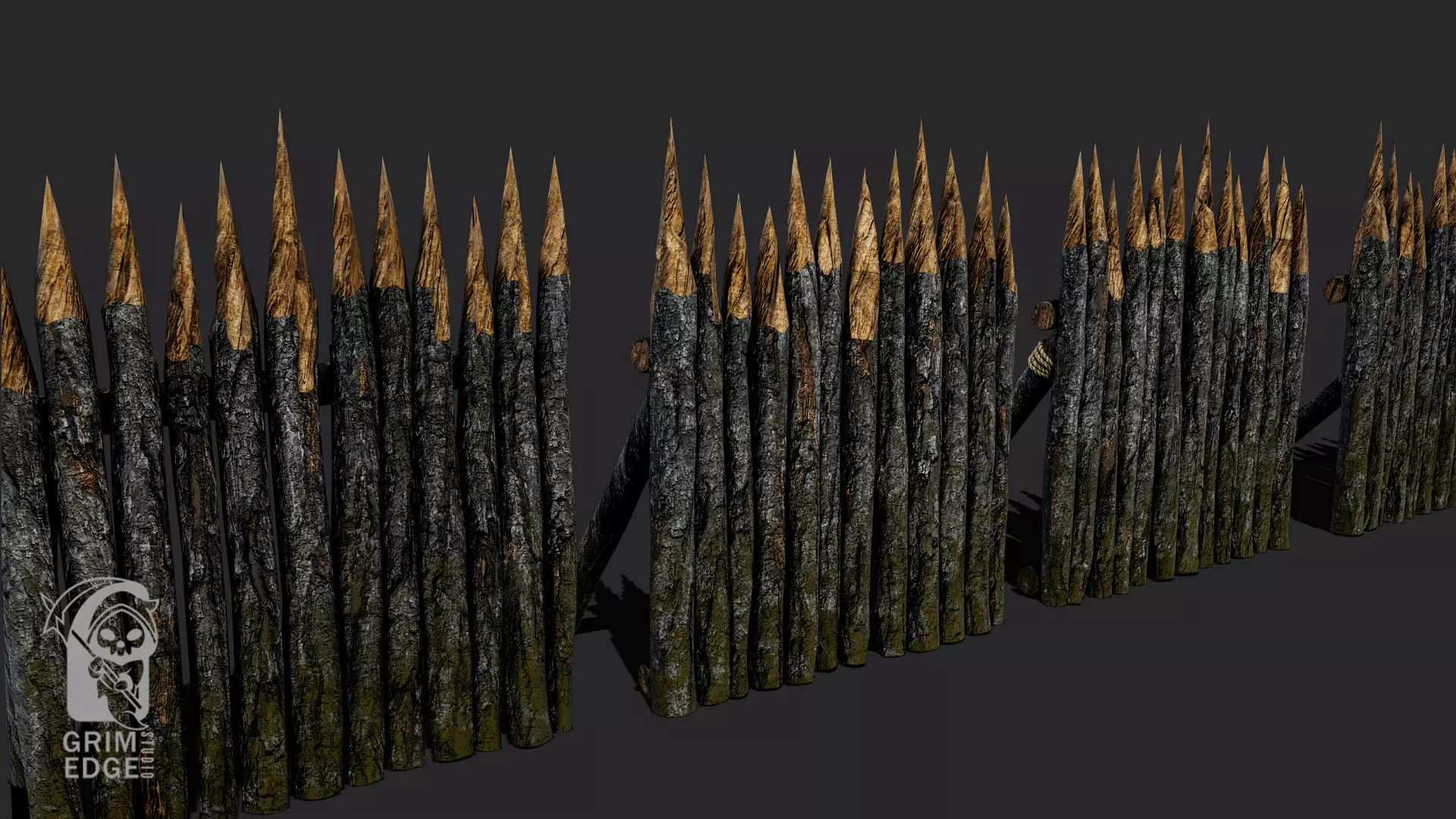 Log Wall Low-poly 3D model_0