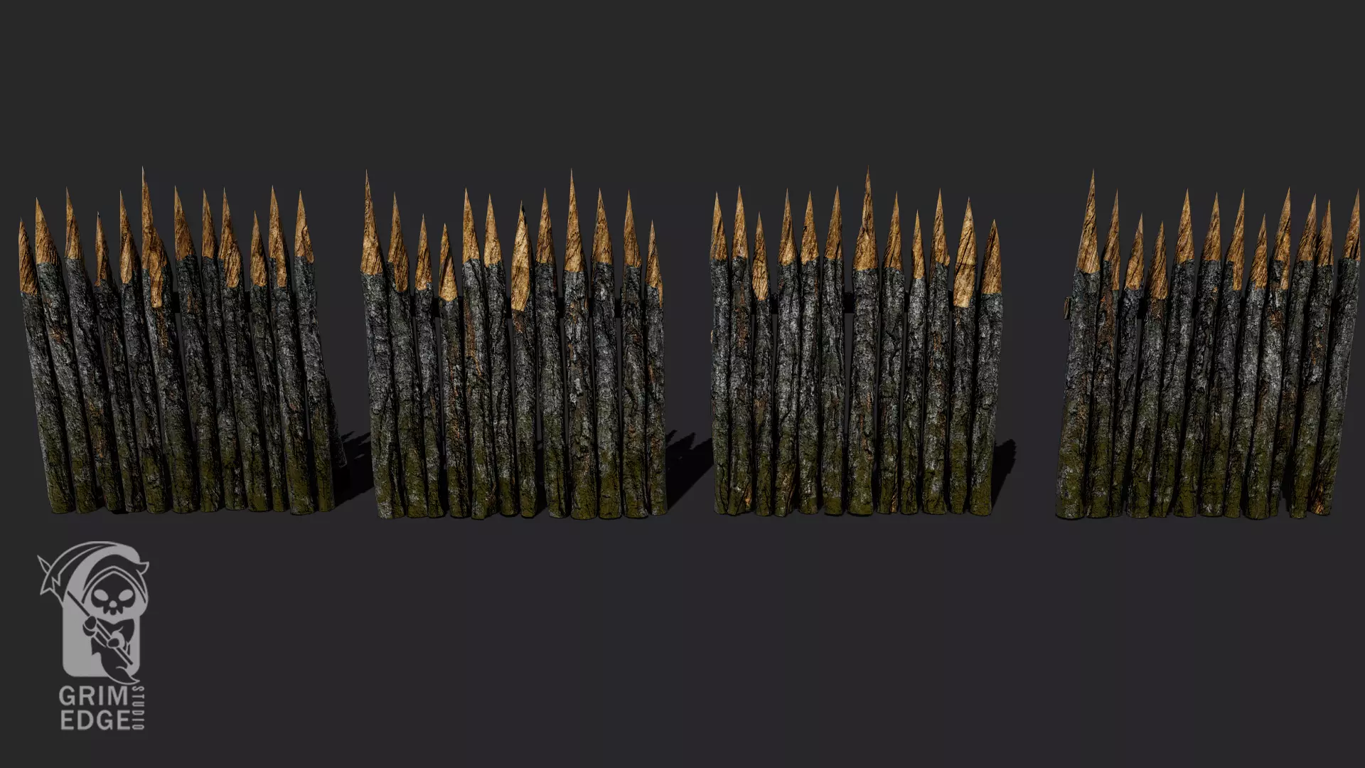 Log Wall Low-poly 3D model_7