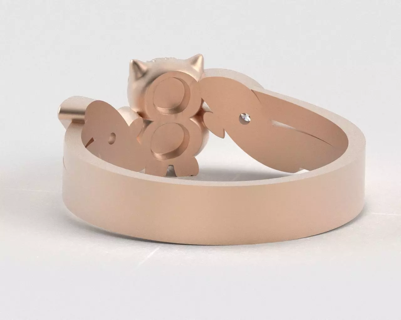 Owl Ring with Side Leaves 3D print model_41