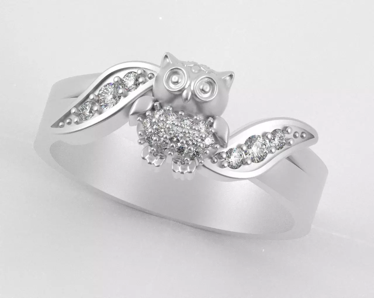 Owl Ring with Side Leaves 3D print model_21