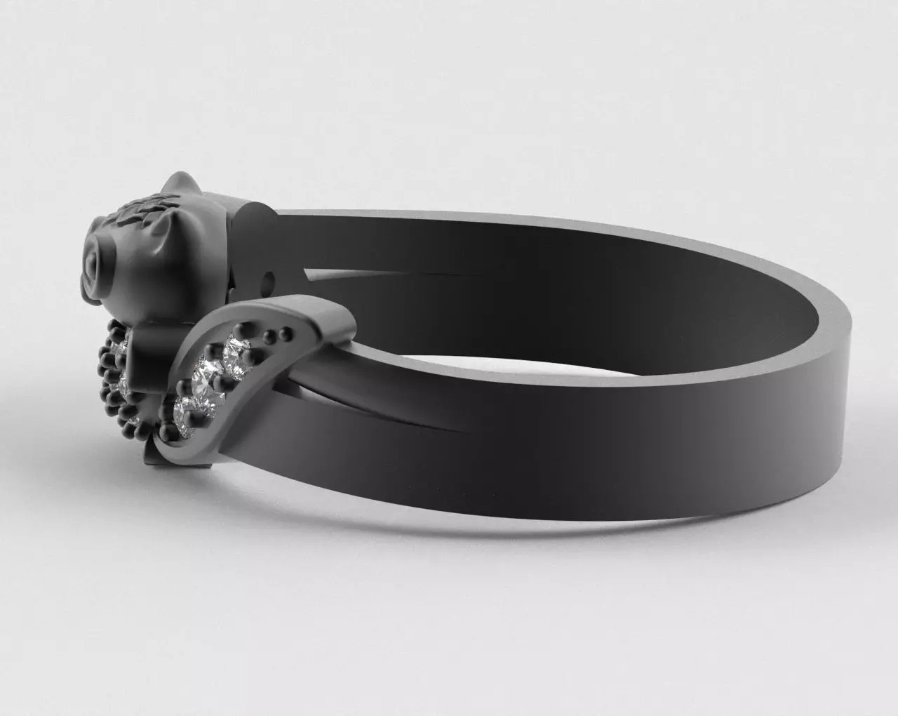 Owl Ring with Side Leaves 3D print model_35