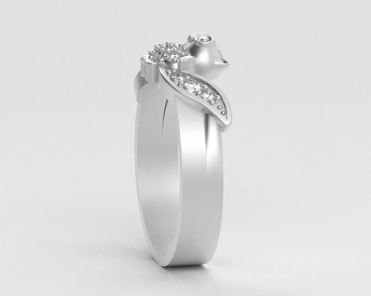Owl Ring with Side Leaves 3D print model_23