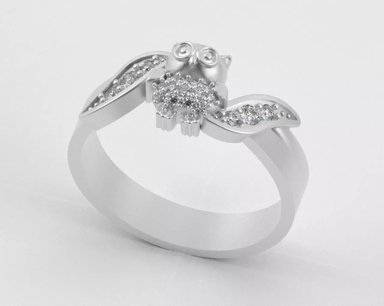 Owl Ring with Side Leaves 3D print model_24