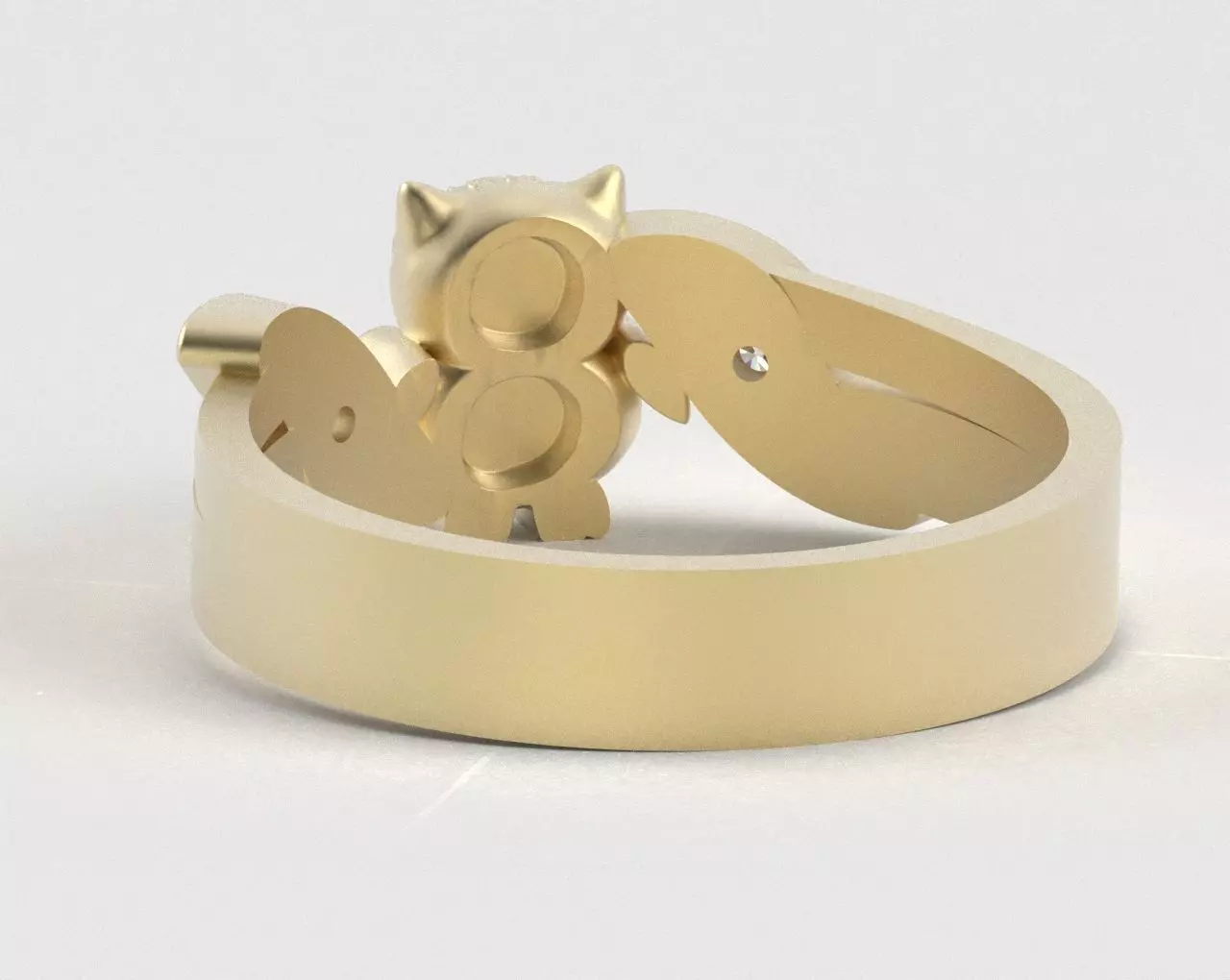 Owl Ring with Side Leaves 3D print model_43