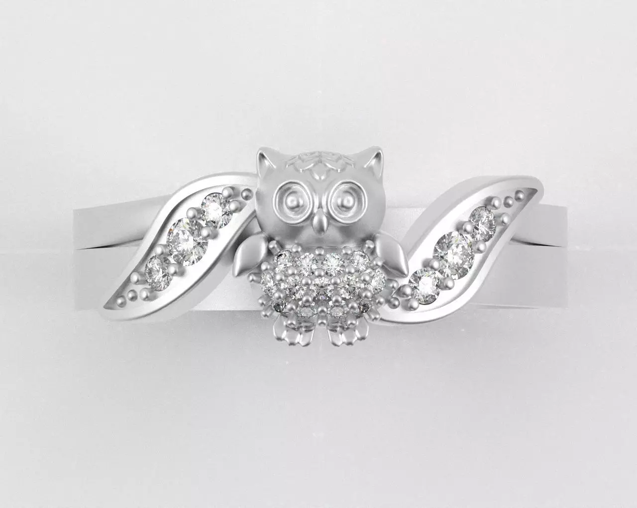 Owl Ring with Side Leaves 3D print model_22