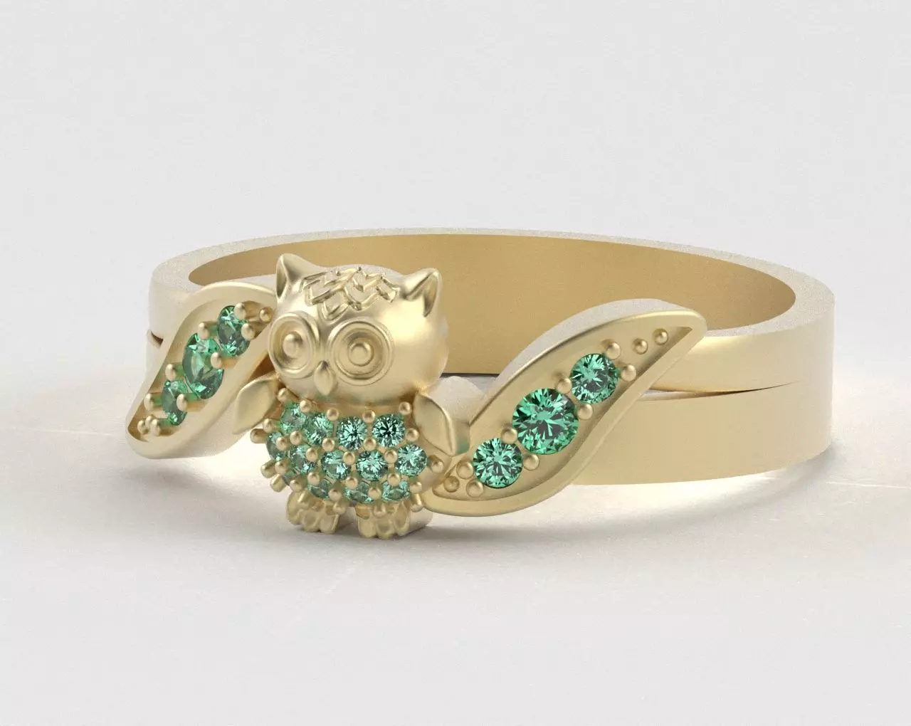 Owl Ring with Side Leaves 3D print model_34