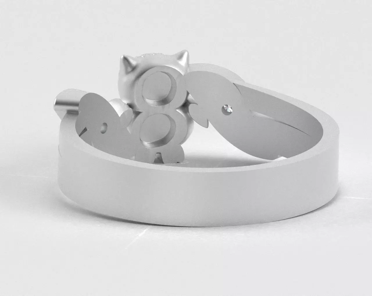 Owl Ring with Side Leaves 3D print model_42