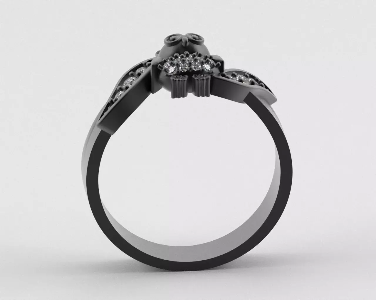 Owl Ring with Side Leaves 3D print model_8