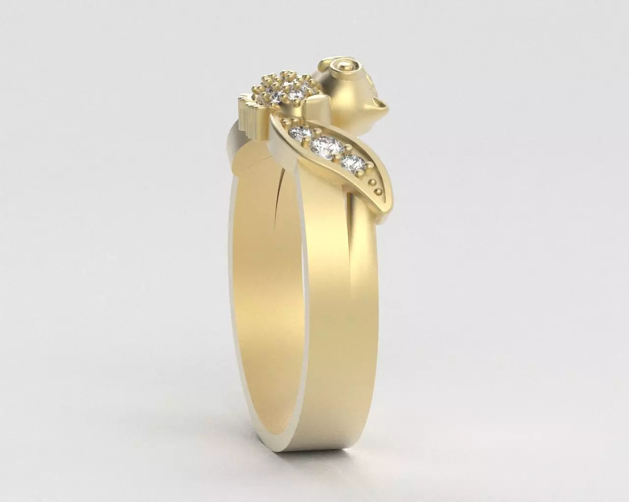 Owl Ring with Side Leaves 3D print model_29