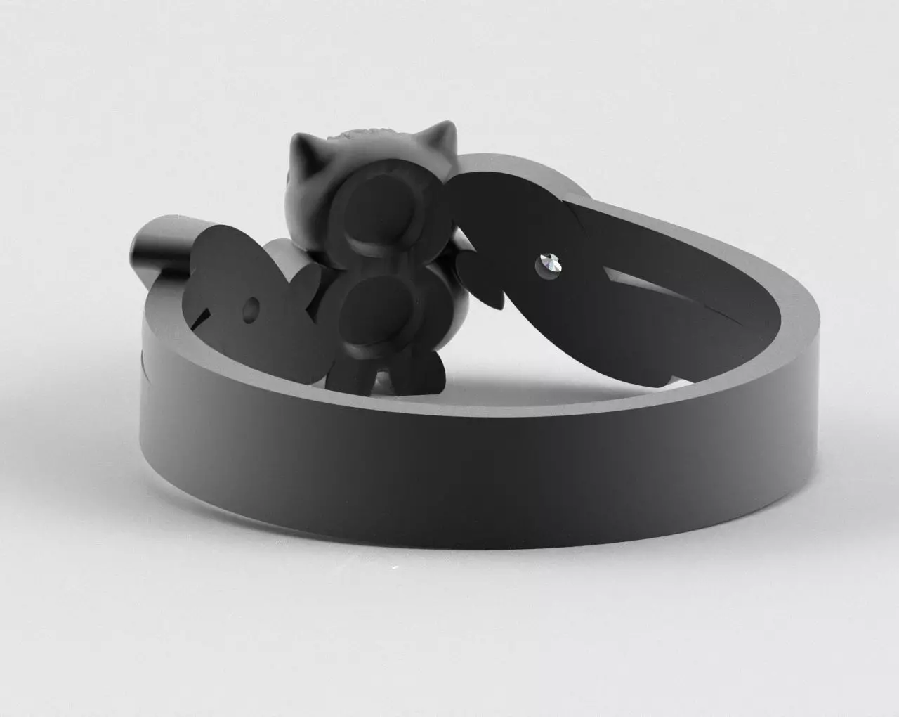 Owl Ring with Side Leaves 3D print model_39