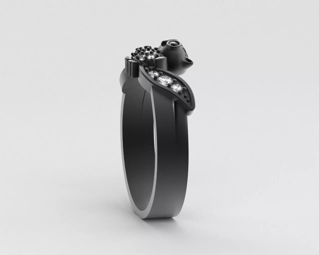 Owl Ring with Side Leaves 3D print model_11