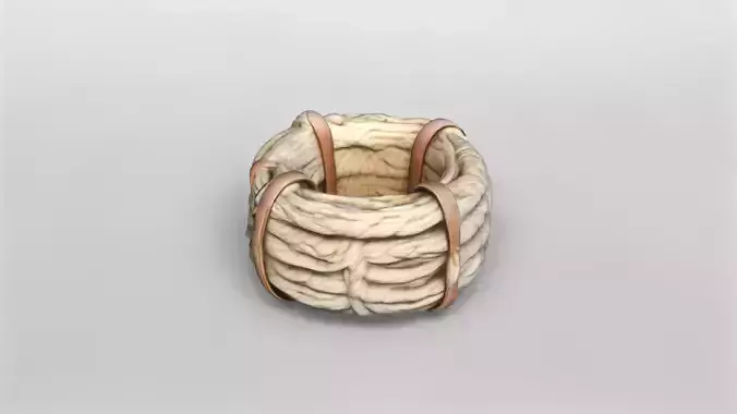 Coiled Nautical Rope with Leather Straps 3D Model