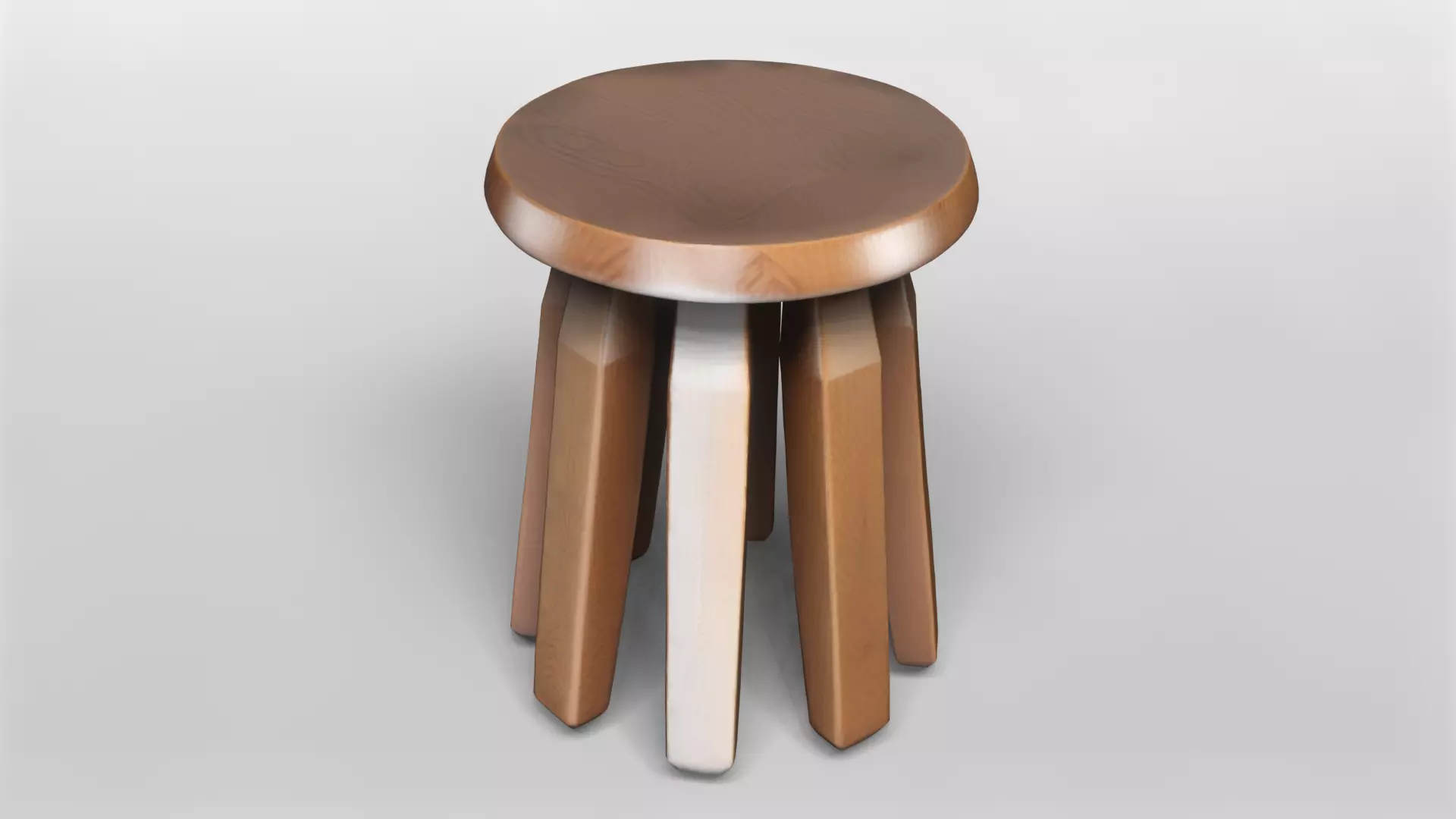 Minimalist Wooden Stool 3D Model 3D model_0