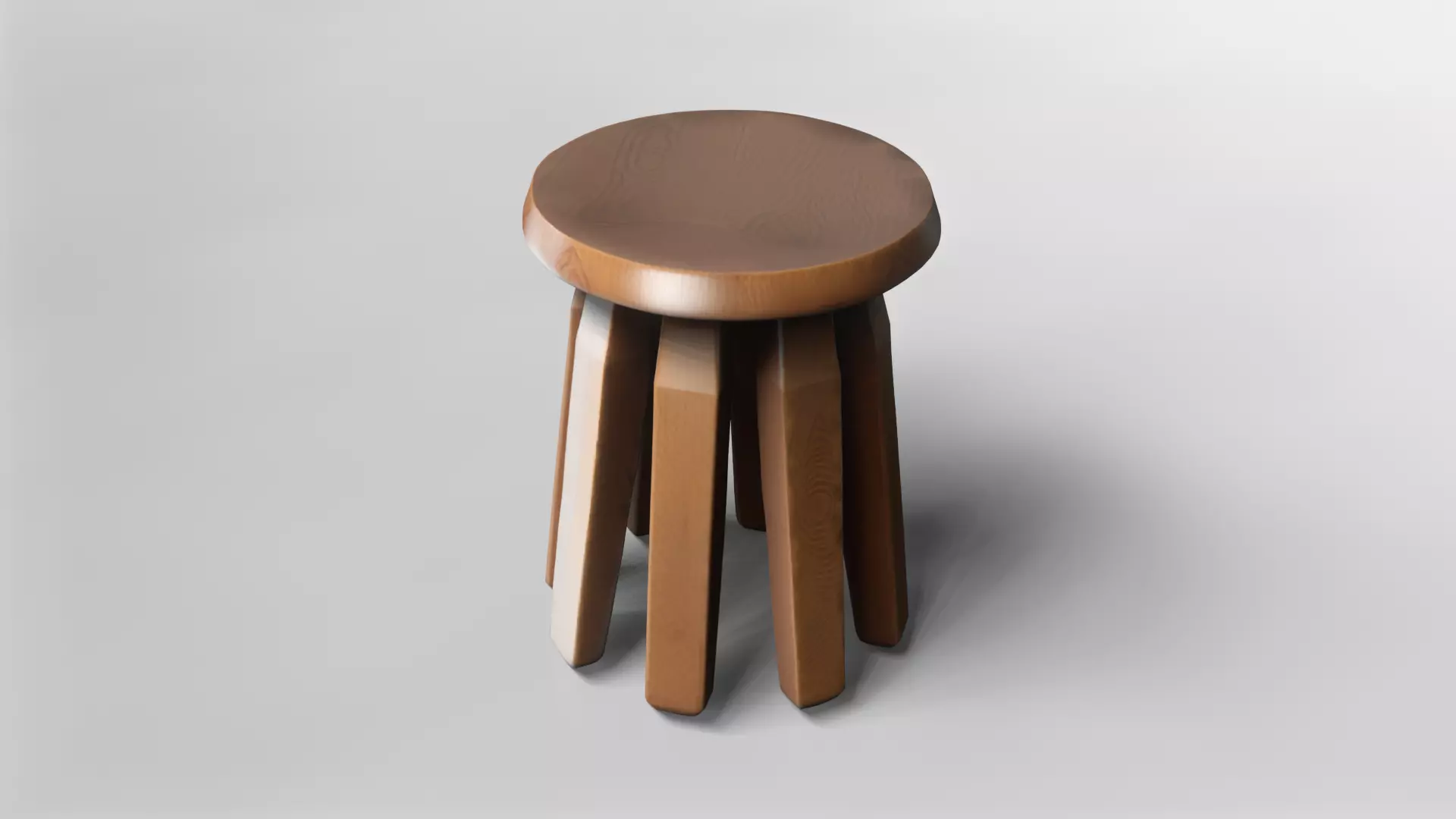 Minimalist Wooden Stool 3D Model 3D model_1