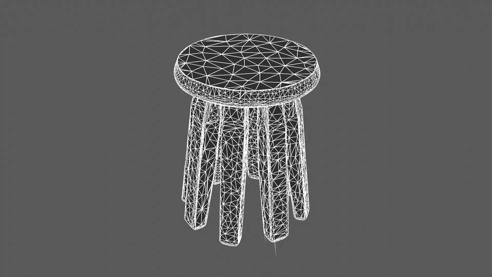 Minimalist Wooden Stool 3D Model 3D model_7