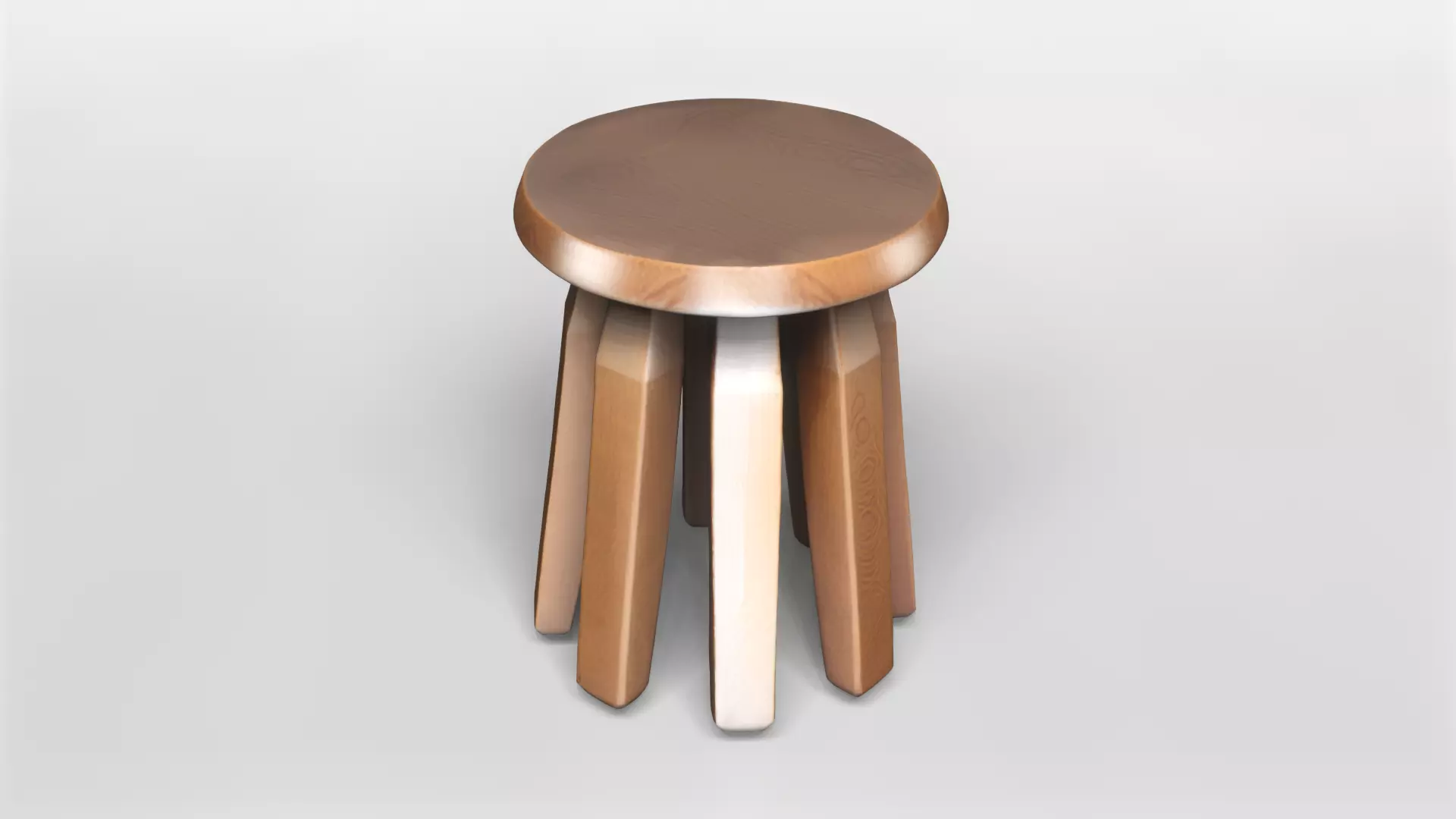 Minimalist Wooden Stool 3D Model 3D model_3