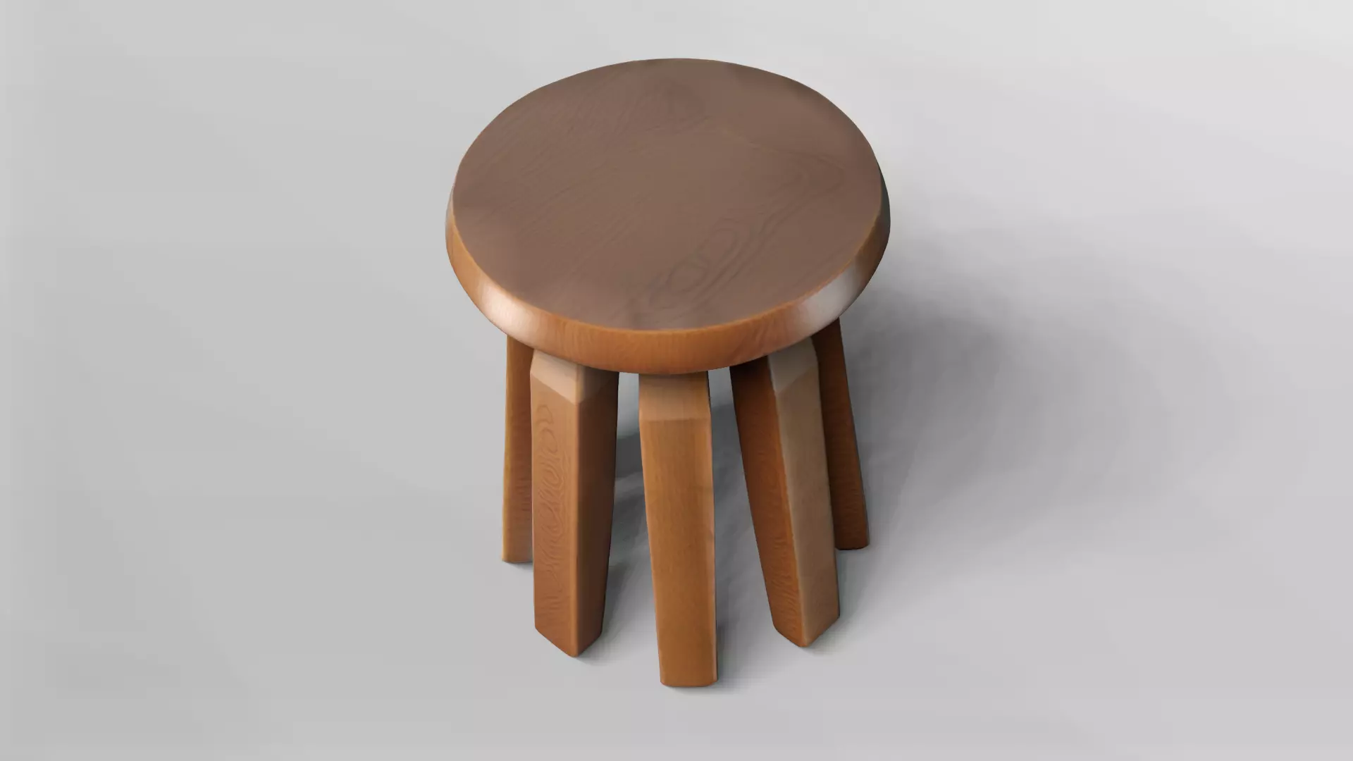 Minimalist Wooden Stool 3D Model 3D model_4
