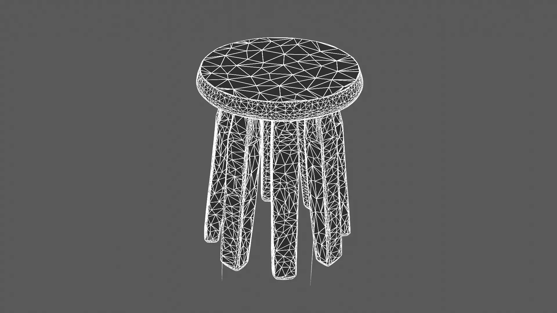 Minimalist Wooden Stool 3D Model 3D model_8