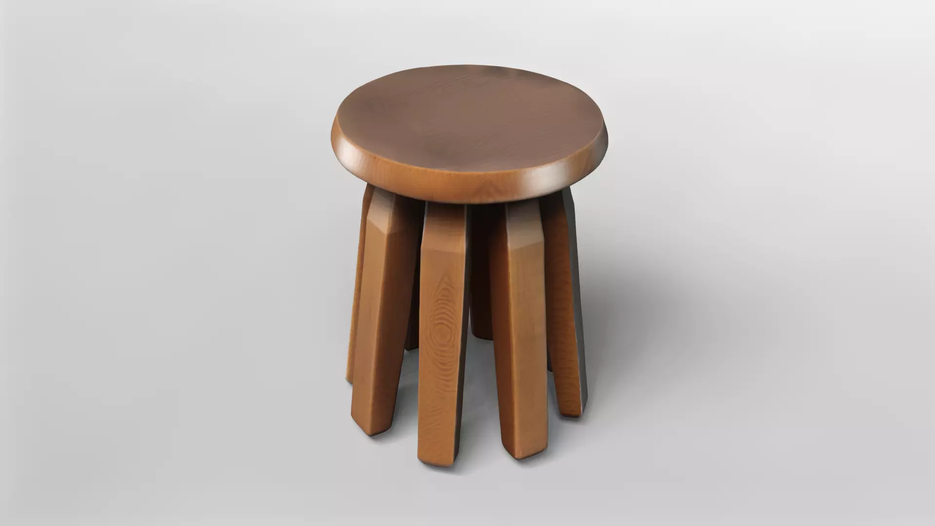 Minimalist Wooden Stool 3D Model 3D model_2