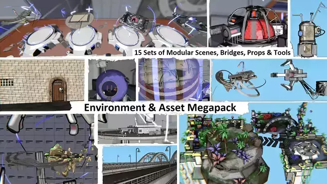 Environment and Asset Megapack of 15 Sets Low-poly 3D model