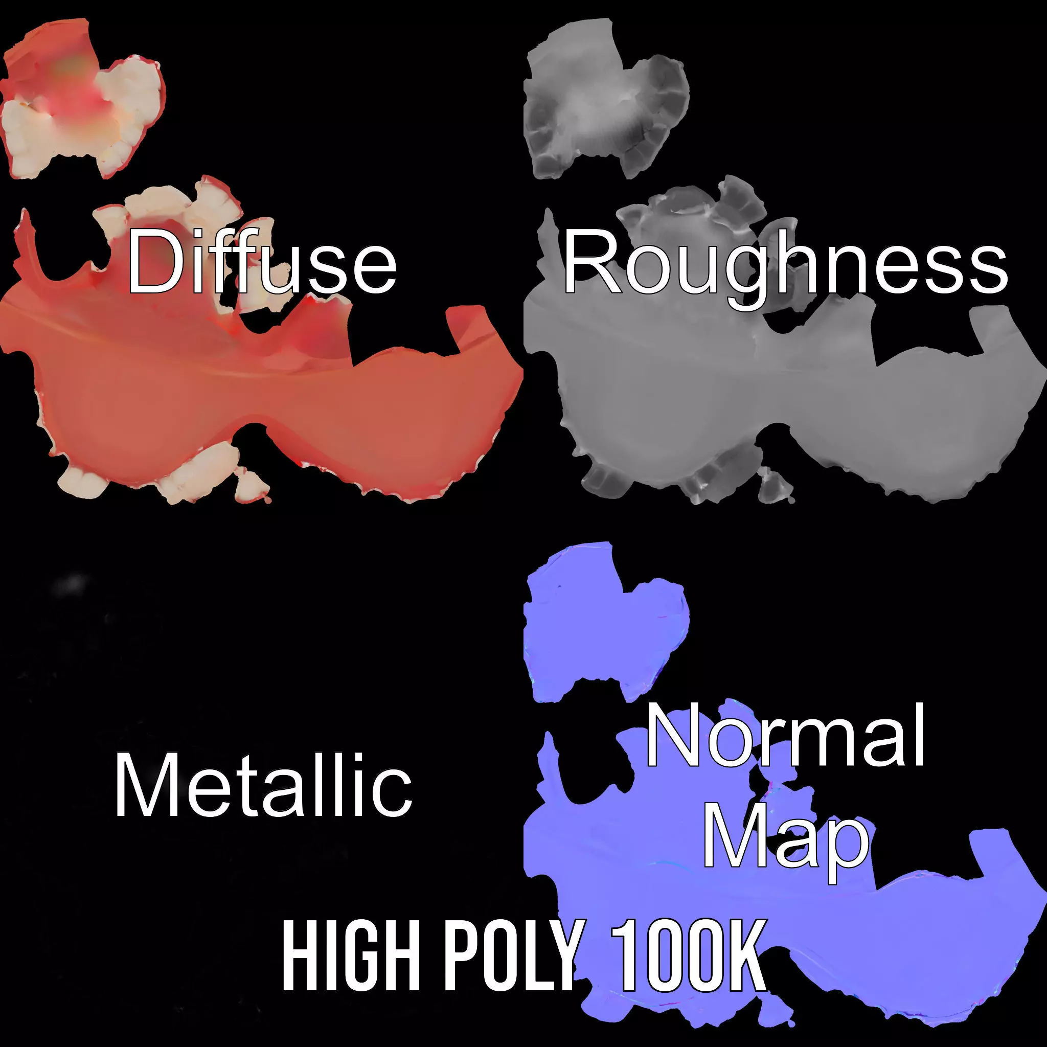 Realistic Teeth and Gums model pack Low-poly 3D model_3