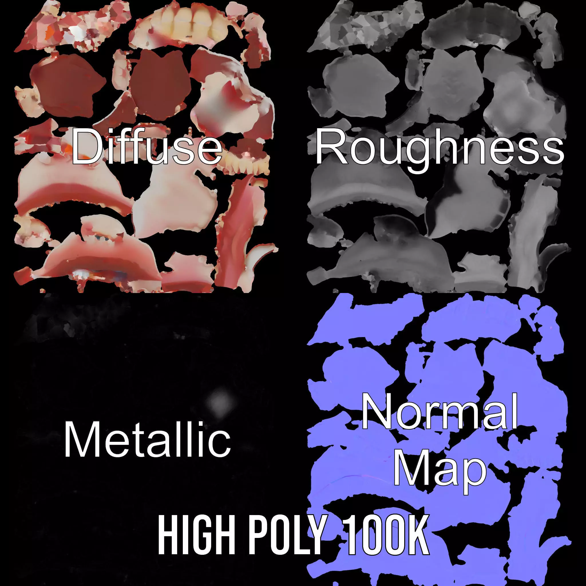 Realistic Human Mouth model pack Low-poly 3D model_3