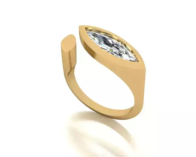 Minimal Elegant Marquise Diamond Ring  Yellow Gold 