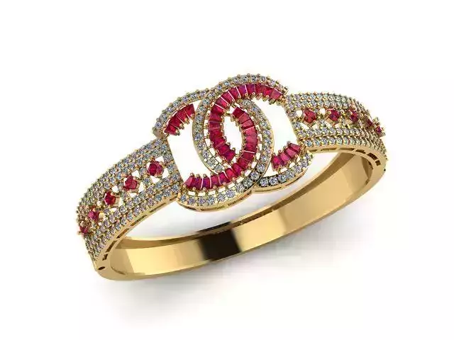Fashion Bracelet Ruby And Diamonds 3D print model